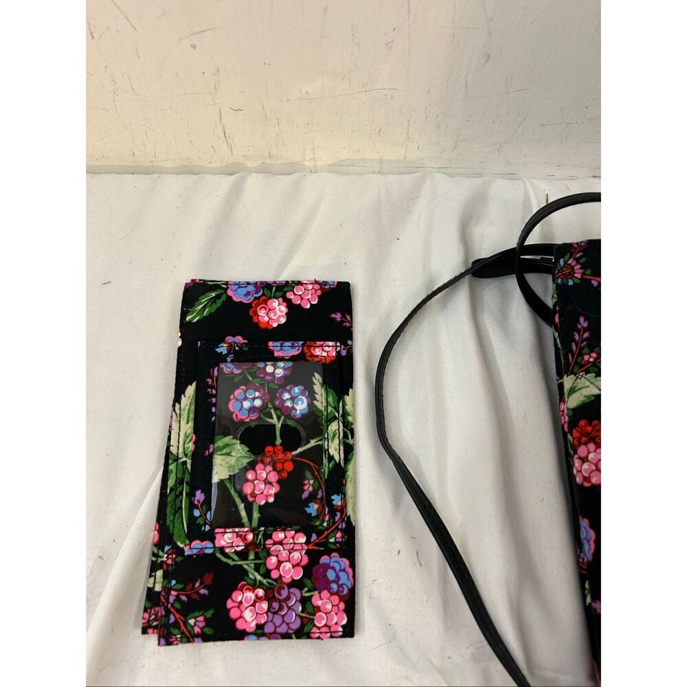 Vera Bradley Floral and Black rfid crossbody zipper wallet nwot 8"x5" - Picture 9 of 10